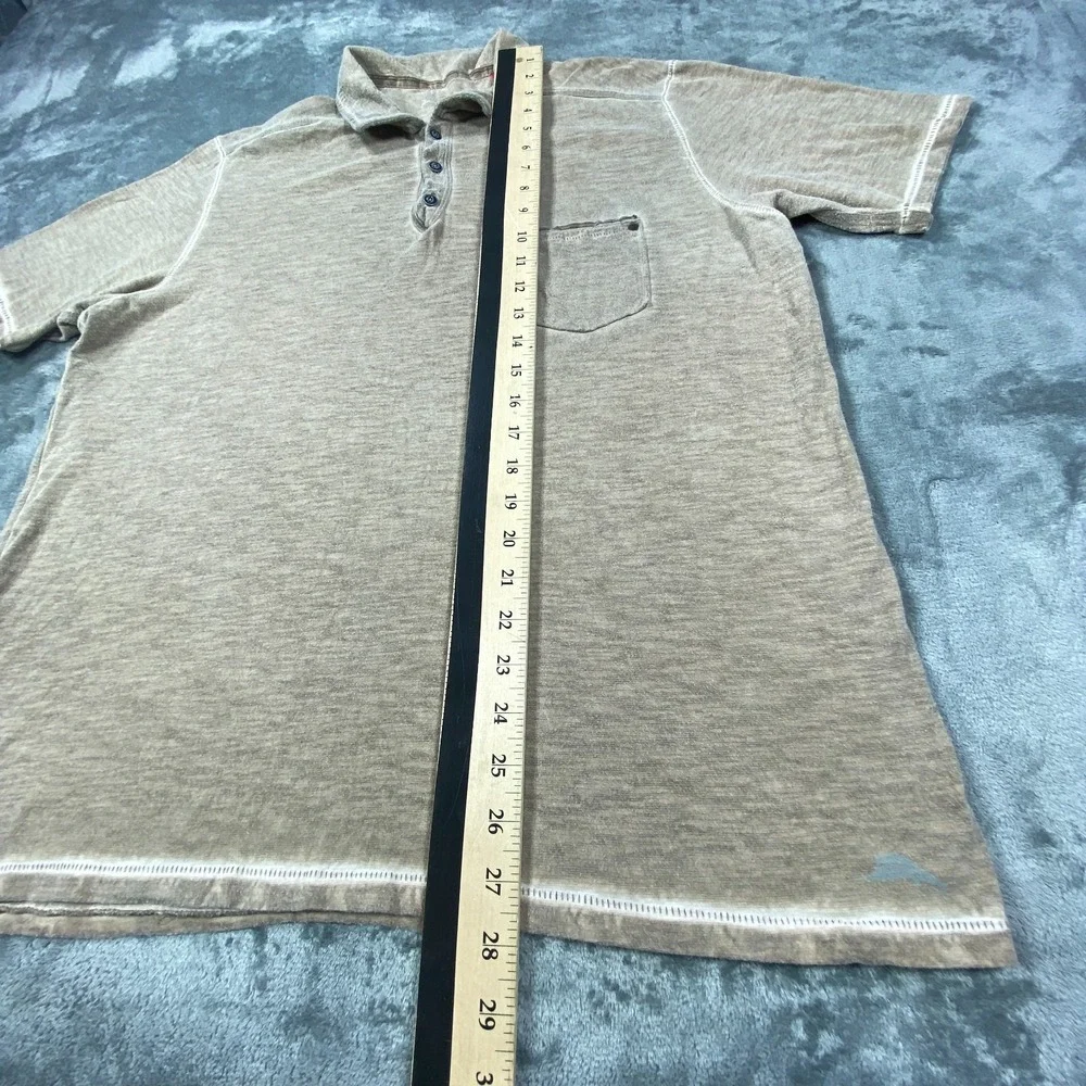 Tommy Bahama Shirt Men Large Beige Faded Style Island Crafted Beach Coastal Peru